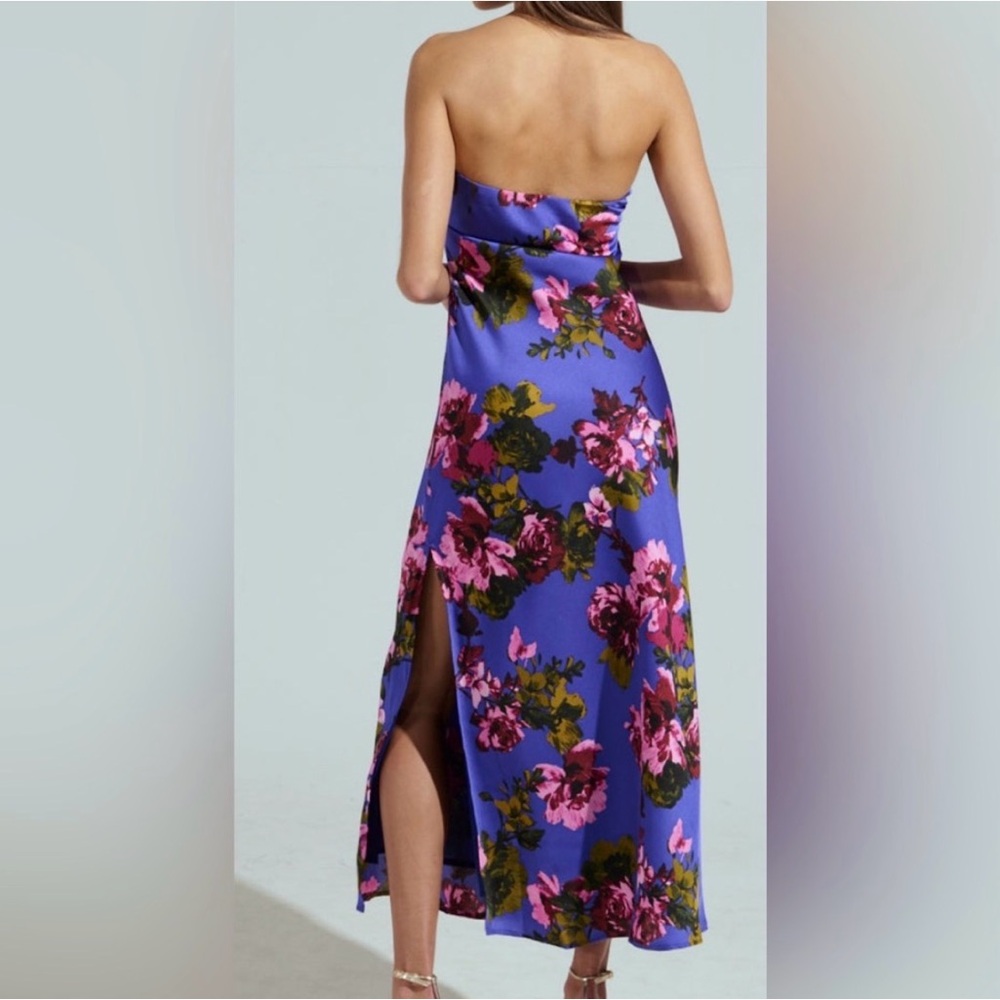 AKIRA Strapless Floral Dress - Blue and Pink - Picture 5 of 6